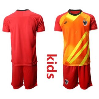France Blank Red Goalkeeper Kid Soccer Country Jersey