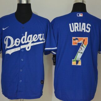 Men's Los Angeles Dodgers #7 Julio Urias Blue Unforgettable Moment Stitched Fashion MLB Cool Base Nike Jersey