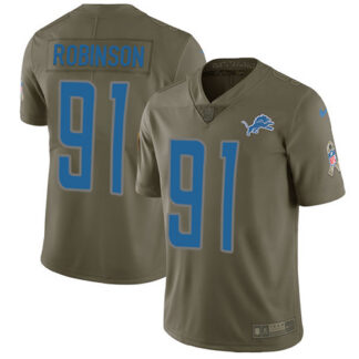 Nike Detroit Lions #91 A’Shawn Robinson Olive Men’s Stitched NFL Limited 2017 Salute to Service Jersey