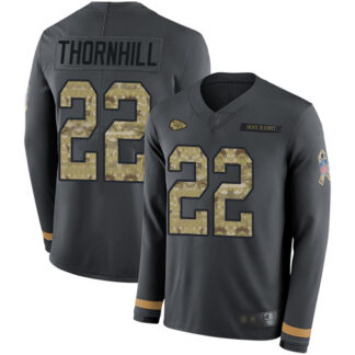 Nike Kansas City Chiefs #22 Juan Thornhill Anthracite Salute to Service Men’s Stitched NFL Limited Therma Long Slee...