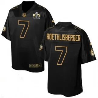 Steelers #7 Ben Roethlisberger Black Men's Stitched NFL Elite Pro Line Gold Collection Jersey