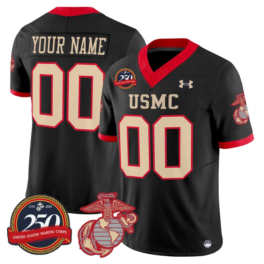 Men & Women & Youth United States Marine Corps Custom football with 250th Anniversary Patch Vapor fuse Limited Stit...