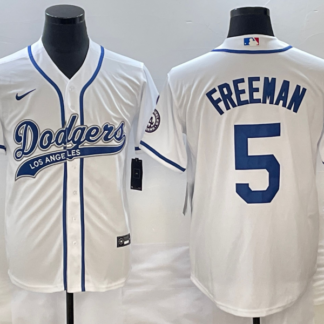 Men's Los Angeles Dodgers #5 Freddie Freeman White Cool Base Stitched Baseball Jersey1