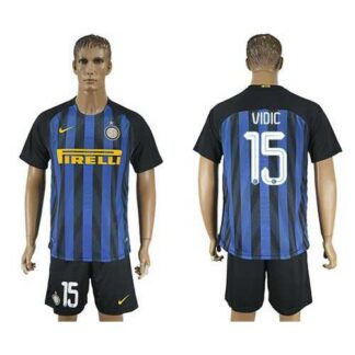 Inter Milan #15 Vidic Home Soccer Club Jersey