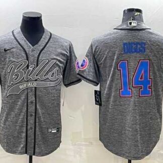Men's Buffalo Bills #14 Stefon Diggs Gray With Patch Cool Base Stitched Baseball Jersey