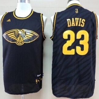 New Orleans Pelicans #23 Anthony Davis Revolution 30 Swingman 2014 Black With Gold Jersey