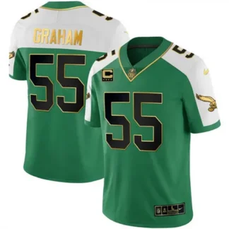 Youth Philadelphia Eagles #55 Brandon Graham Kelly Green Alternate Gold With 4-Star C Patch Vapor Limited Jersey