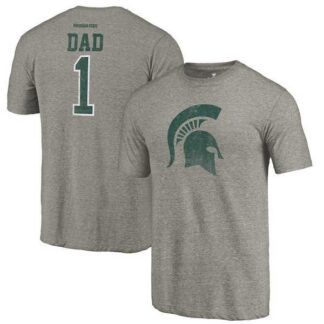 Michigan State Spartans Fanatics Branded Gray Greatest Dad Tri Blend T-Shirt