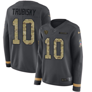 Nike Chicago Bears #10 Mitchell Trubisky Anthracite Salute to Service Women’s Stitched NFL Limited Therma Long Slee...