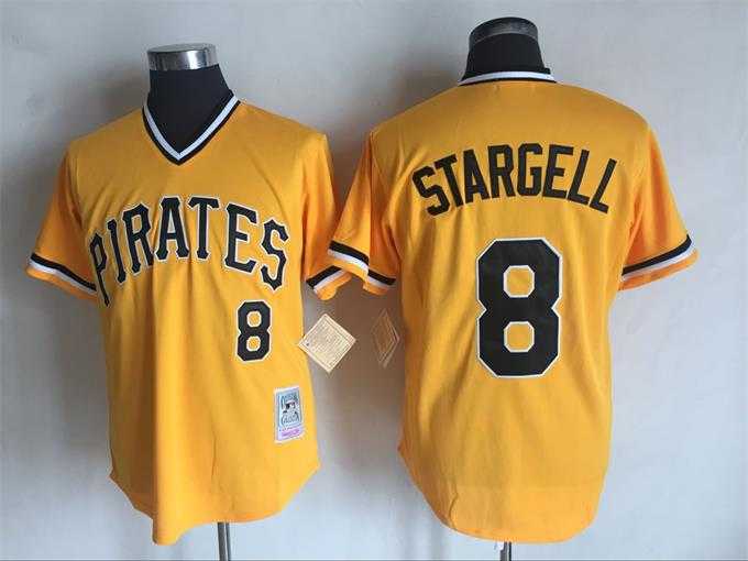 Pittsburgh Pirates #8 Willie Stargell Yellow Mitchell And Ness Throwback Pullover Stitched Jersey