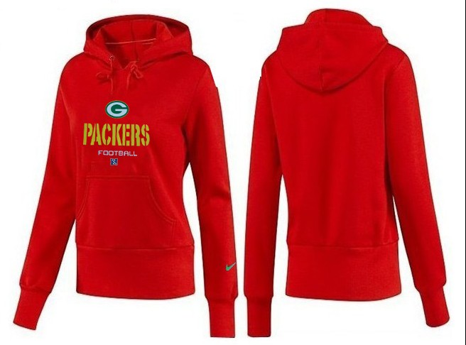 Nike Green Bay Packers Team Logo Red Women Pullover Hoodies (4)