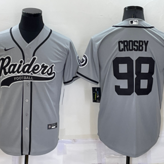 Men's Las Vegas Raiders #98 Maxx Crosby Grey Stitched MLB Cool Base Nike Baseball Jersey