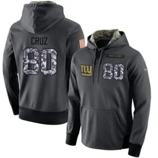 NFL Men's New York Giants #80 Victor Cruz Stitched Black Anthracite Salute to Service Player Performance Hoodie