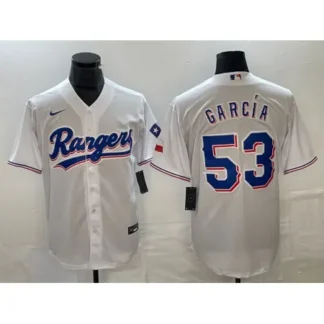 Men's Texas Rangers #53 Adolis Garcia White Cool Base Stitched Baseball Jersey GIMT