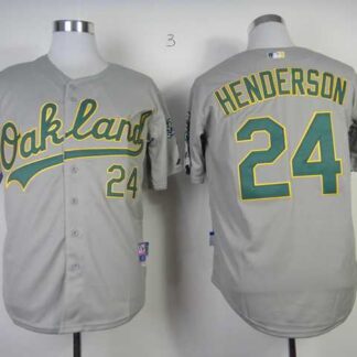 Oakland Athletics #24 Rickey Henderson Gray Cool Base Jerseys