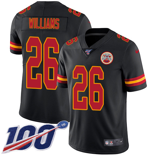 Nike Kansas City Chiefs #26 Damien Williams Black Men’s Stitched NFL Limited Rush 100th Season Jersey