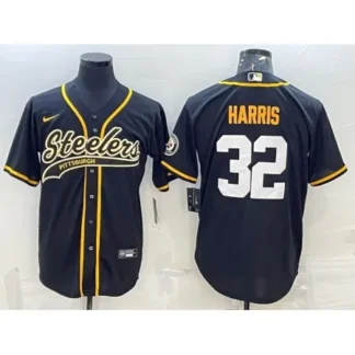 Men's Pittsburgh Steelers #32 Franco Harris Black With Patch Cool Base Stitched Baseball Jersey 3MEJ