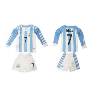 Argentina #7 Dybala Home Long Sleeves Kid Soccer Country Jersey