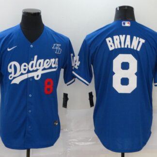 Men's Los Angeles Dodgers #8 Kobe Bryant Blue KB Patch Stitched MLB Cool Base Nike Jersey