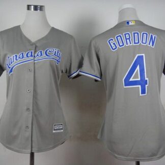 Women's Kansas City Royals #4 Alex Gordon Gray Jersey