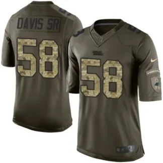Panthers #58 Thomas Davis Sr Green Youth Stitched NFL Limited Salute to Service Jersey