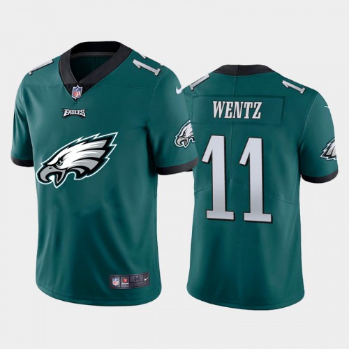 Philadelphia Eagles #11 Carson Wentz Green Men’s Nike Big Team Logo Vapor Limited NFL Jersey