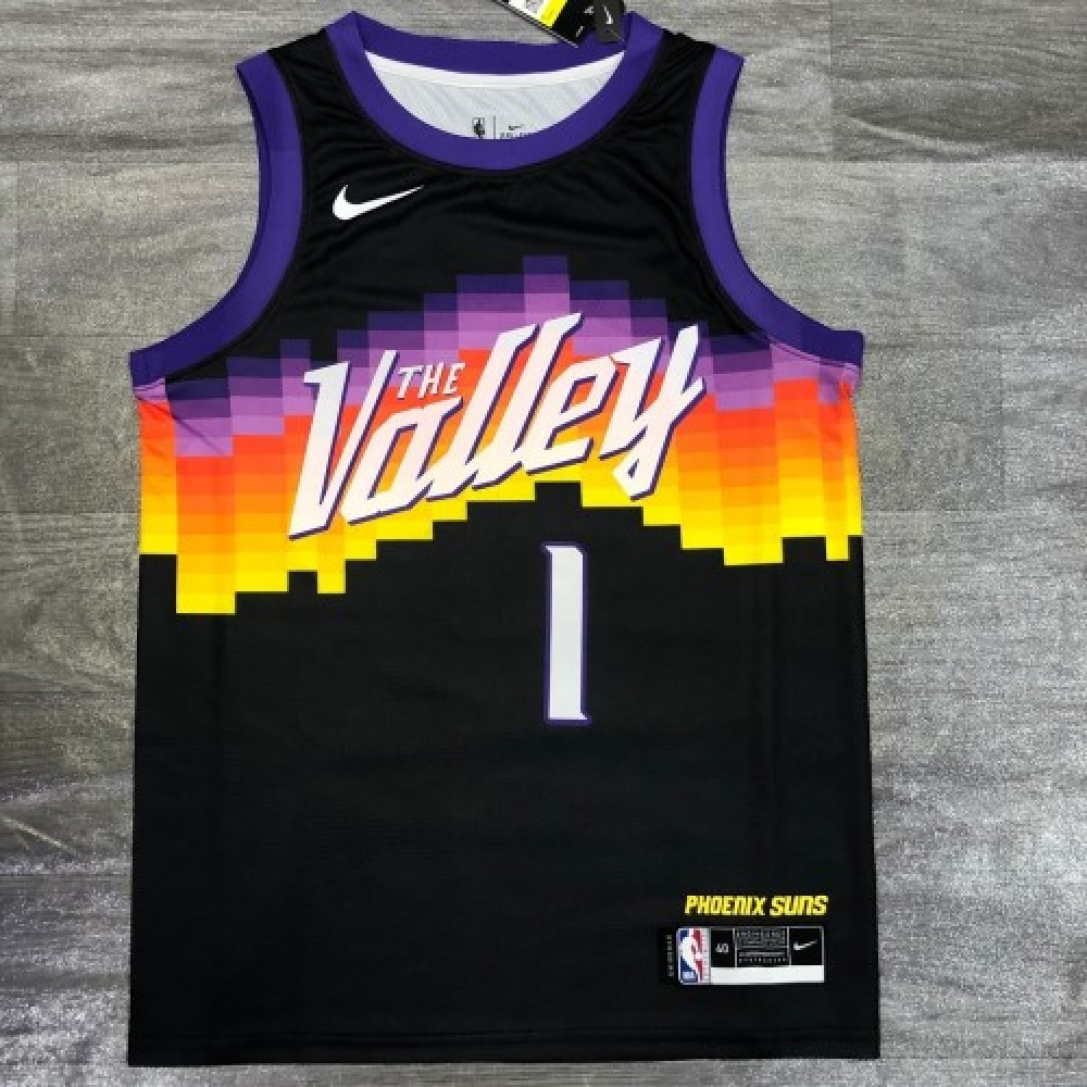Men's Phoenix Suns Devin Booker #1 Nike Black 2021 Swingman Jersey - City Edition - Image 2