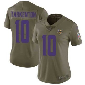 Women Nike Vikings 10 Fran Tarkenton Olive Salute To Service Limited Jersey Dzhi