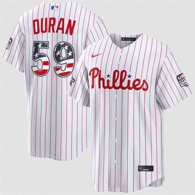Men's Philadelphia Phillies #59 Jhoan Duran White 2026 All-Star Edition Stars & Stripes Stadium Pick-A-Player Stitc...