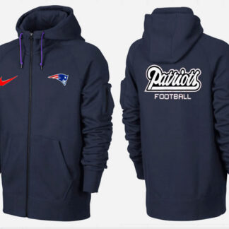 Men New England Patriots Team Logo Full Zip NFL Hoodie (23)