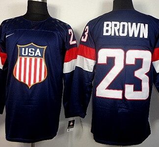 2014 Olympics USA #23 Dustin Brown Navy Blue Jersey