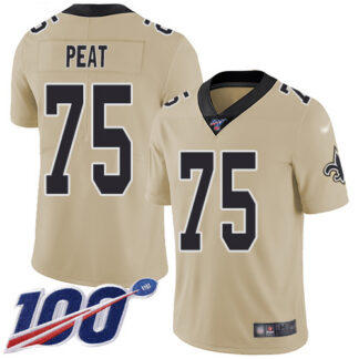 Nike New Orleans Saints #75 Andrus Peat Gold Men’s Stitched NFL Limited Inverted Legend 100th Season Jersey