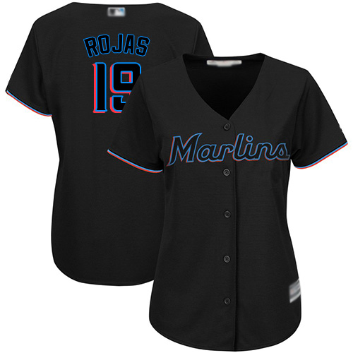 Miami Marlins #19 Miguel Rojas Black Alternate Women’s Stitched MLB Jersey
