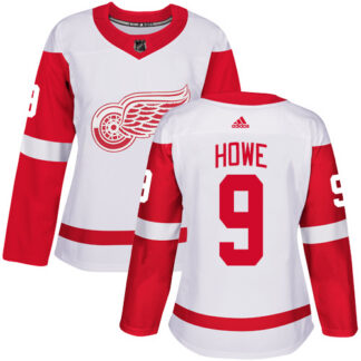 Adidas Detroit Red Wings #9 Gordie Howe White Road Authentic Women’s Stitched NHL Jersey
