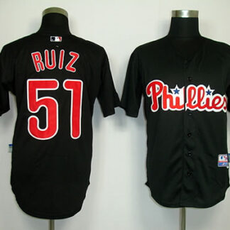 Philadelphia Phillies #51 Carlos Ruiz Black Jerseys