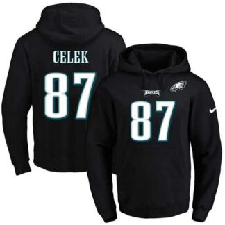 Printed Nike Philadelphia Eagles #87 Brent Celek Black Name & Number Men's Pullover Hoodie