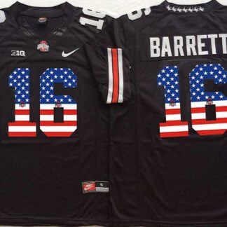 Ohio State Buckeyes #16 J.T. Barrett Black USA Flag College Stitched Jersey