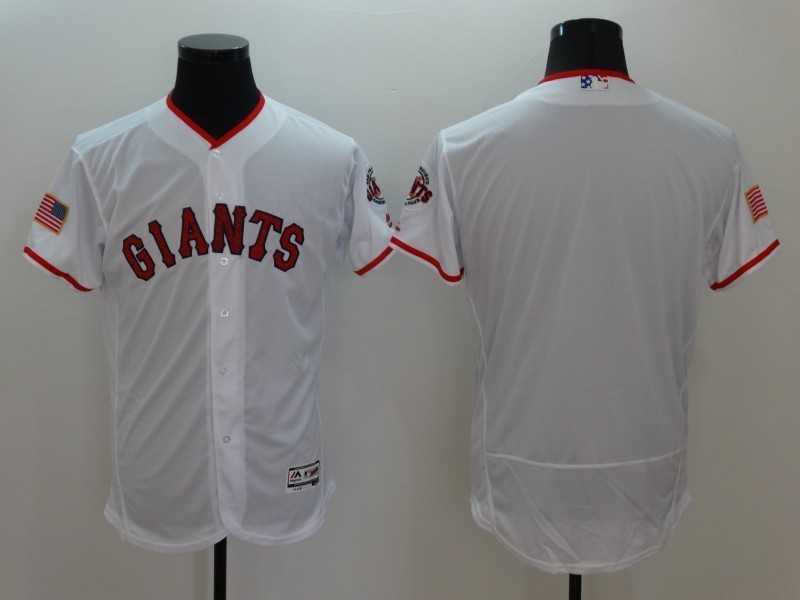 San Francisco Giants Customized Men's White USA Independence Day 2016 Flexbase Collection Stitched Jersey