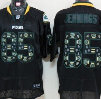 Nike Green Bay Packers #85 Greg Jennings Lights Out Black Ornamented Elite Jersey