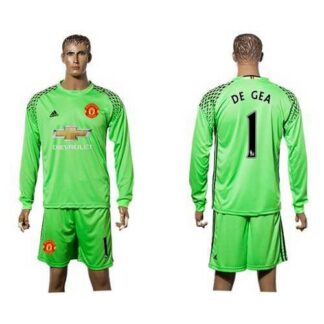 Manchester United #1 De Gea Green Goalkeeper Long Sleeves Soccer Club Jersey