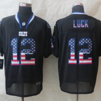 Nike Indianapolis Colts #12 Andrew Luck 2014 USA Flag Fashion Black Elite Jersey
