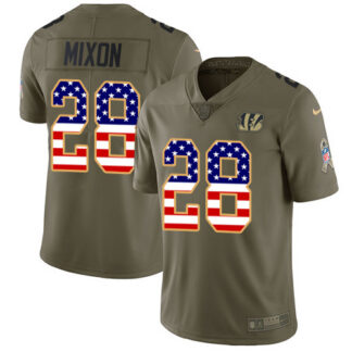 Nike Cincinnati Bengals #28 Joe Mixon Olive/USA Flag Youth Stitched NFL Limited 2017 Salute to Service Jersey