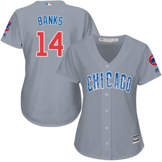 Chicago Cubs #14 Ernie Banks Grey Road Women’s Stitched MLB Jersey