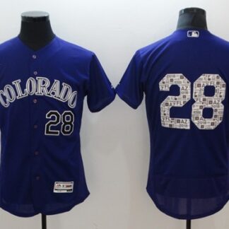 Men's Colorado Rockies #28 Nolan Arenado Purple 2018 Spring Training Authentic Flex Base Stitched MLB Jersey