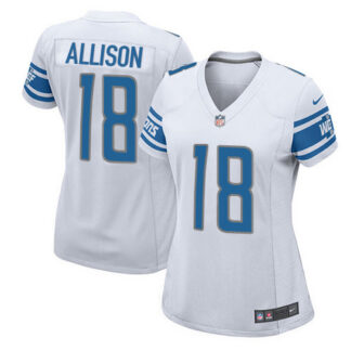 Nike Detroit Lions #18 Geronimo Allison White Women’s Stitched NFL Elite Jersey