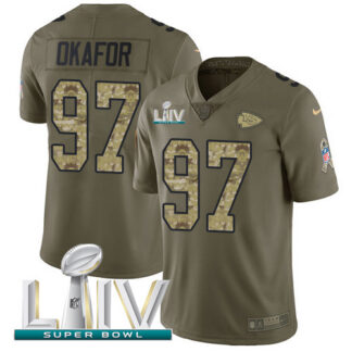 Nike Kansas City Chiefs #97 Alex Okafor Olive/Camo Super Bowl LIV 2020 Men’s Stitched NFL Limited 2017 Salute To Se...
