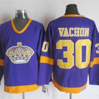 Los Angeles Kings #30 Vachon Purple-Yellow CCM Throwback Jerseys