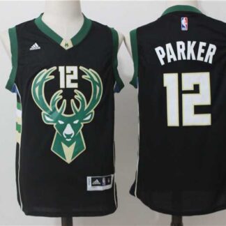 Milwaukee Bucks #12 Parker Revolution 30 Swingman Black Stitched Jersey