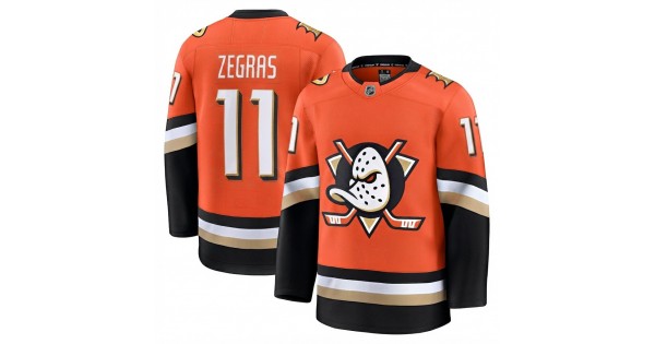 Trevor Zegras Men's Anaheim Ducks Orange Home Premium Jersey - Image 2