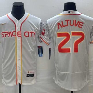 Men's Houston Astros #27 Jose Altuve Number White 2023 City Connect Flex Base Stitched Jersey